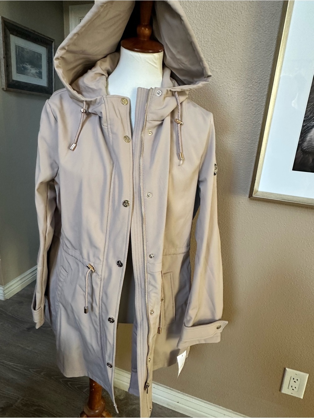 NWT XL Jessica Simpson Women's Hooded Anorak Jacket in Beige